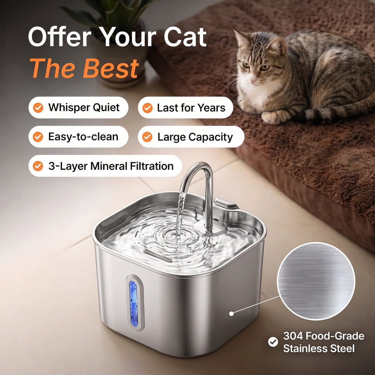 Medical-Grade Stainless Steel Drinkly Fountain